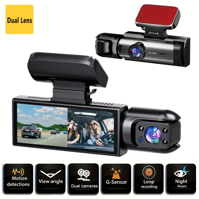 1080P Dual Camera Dash Cam For Cars With IR Night Vision