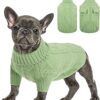 Queenmore Small Dog Pullover Sweater, Cold Weather Cable Knitwear, Classic Turtleneck Thick Warm Clothes for Chihuahua, Bulldog, Dachshund, Pug, Yorkie (Green, X-Small) - Image 2