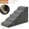 5 Steps Dog Stairs for Small Dogs, High Density Foam Dog Ramp for Bed, Car, Couch, Non-Slip Balanced Pet Step Indoor, Best for Small Pets, Older Dogs, Cats with Joint Pain,22" H, Grey - Image 4