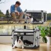 Lesure Collapsible Dog Crate - Portable Travel Kennel for Large Dog, 4-Door Pet Crate with Durable Mesh Windows, Indoor & Outdoor, Light Gray - Image 4